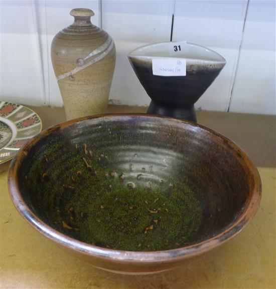 3 pieces studio pottery